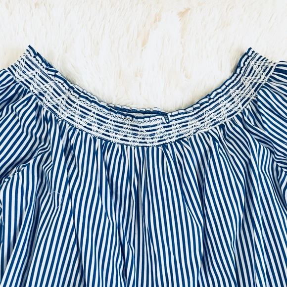 Tacera women blue &white off shoulder tunic dress - Picture 8 of 8